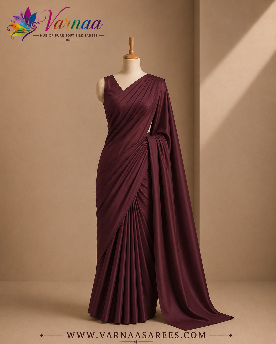 VSP723 - brown color body, pallu , blouse - Pure silk saree