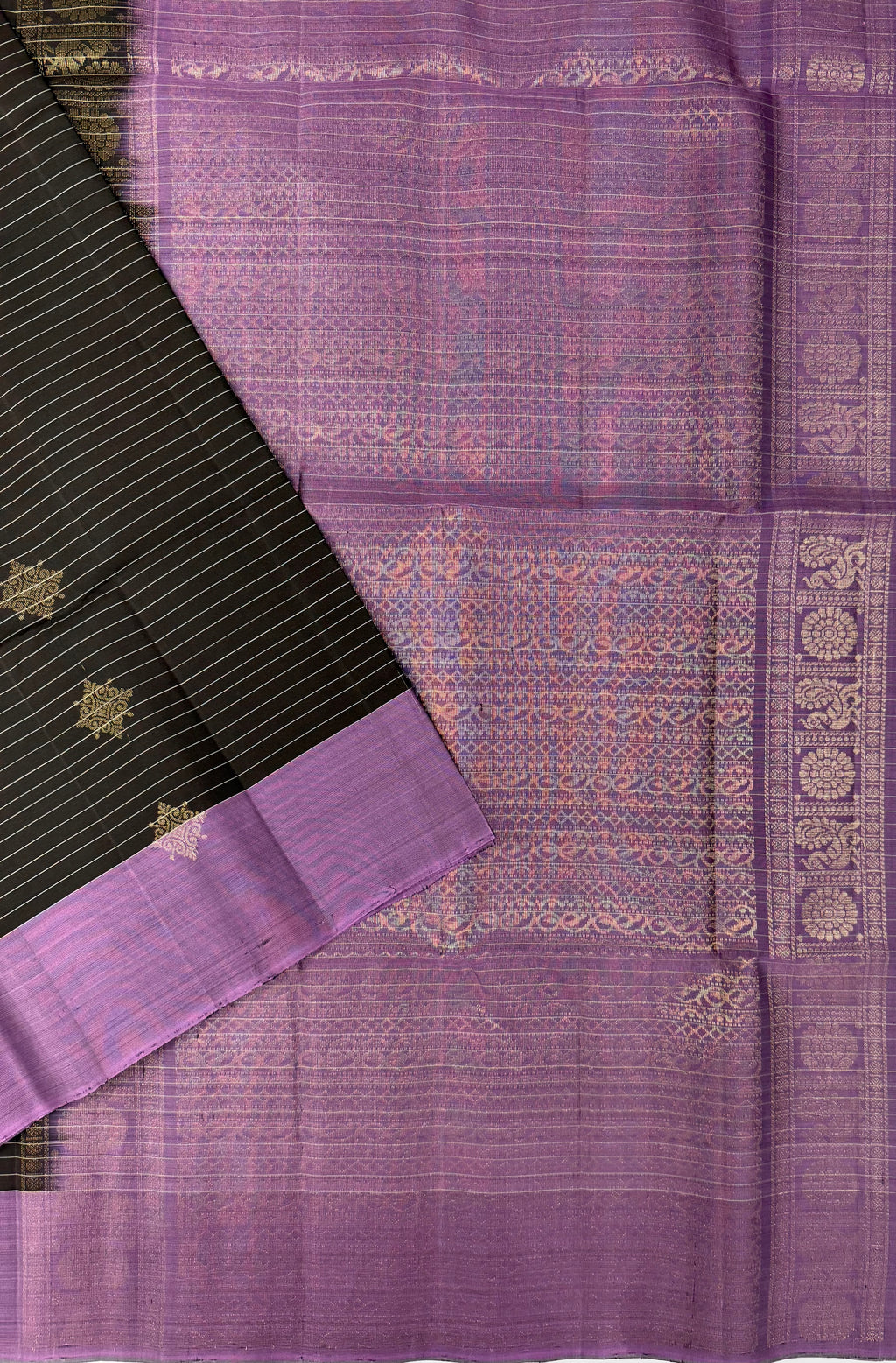 VSF971 - brown color body & lavender color pallu,blouse - Pure silk saree