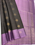 VSF971 - brown color body & lavender color pallu,blouse - Pure silk saree