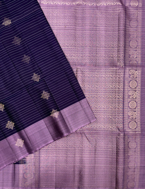 VSF972 - violet color body & lavender color pallu,blouse - Pure silk saree
