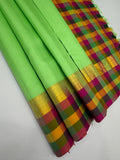 VSPP39 - radium green color body & multicolor pallu,blouse - Pure silk saree