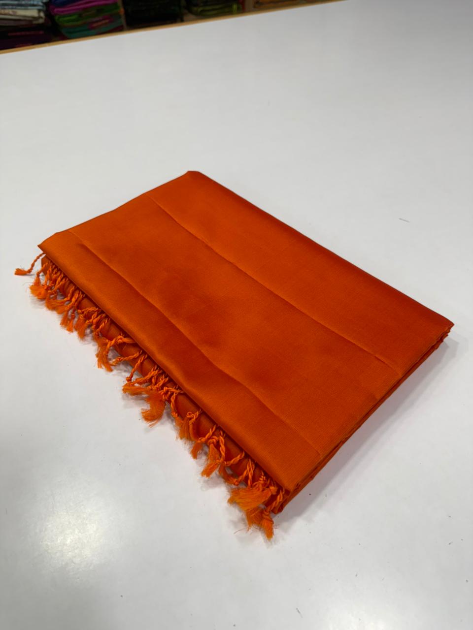 VSP727 - orange color body, pallu , blouse - Pure silk saree